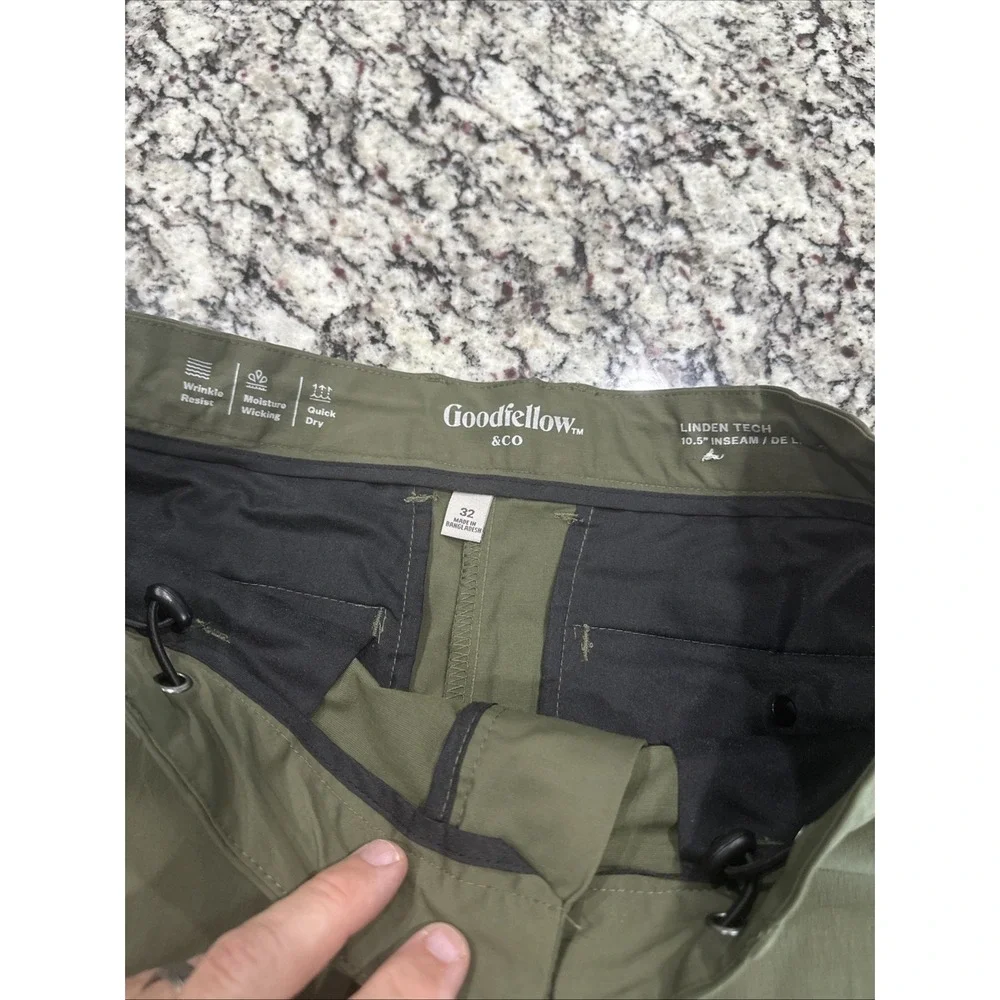 Goodfello & Co Men‎ Flat- Front Forest Green Cotton Shorts 10.5